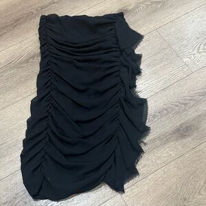Express Black Ruched strapless mini dress